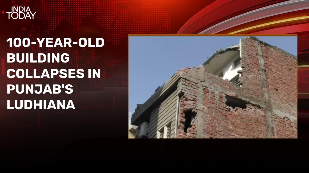 Video: Woman, child narrowly escape as building collapses in Ludhiana